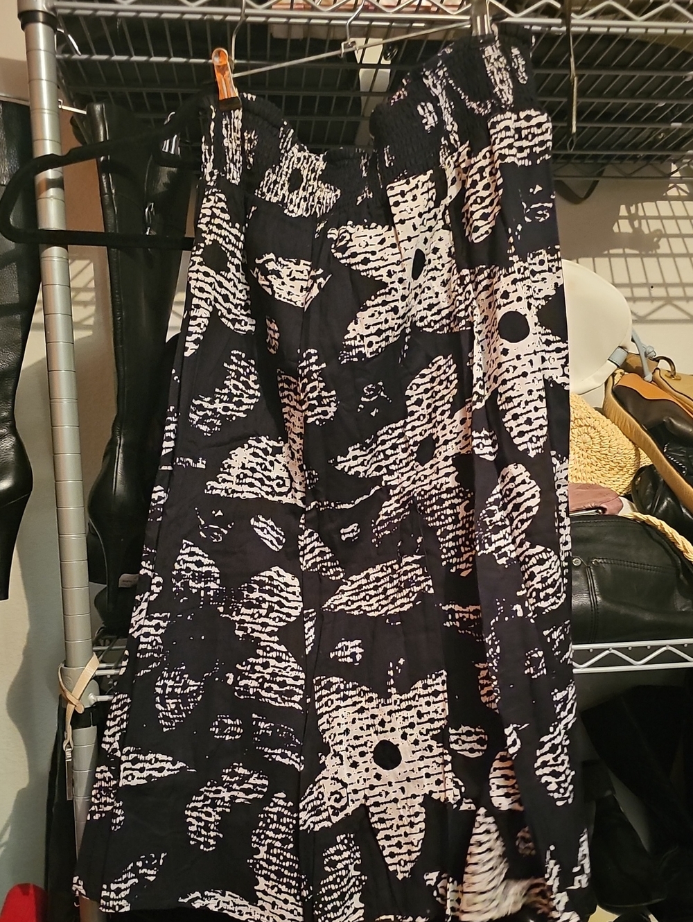 Black & White Floral A-Line Skirt